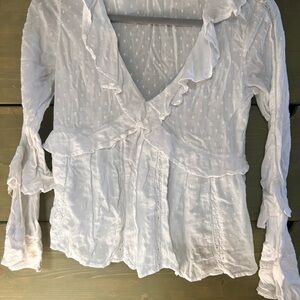American Eagle White Ruffled Women's Top